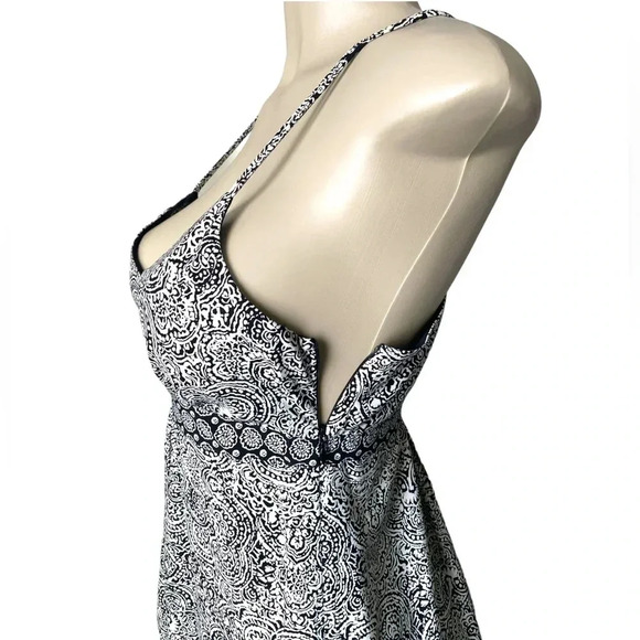 ANN TAYLOR LOFT Women’s Size 4 Maxi Dress Black/White Paisley Spaghetti Straps - Picture 5 of 7